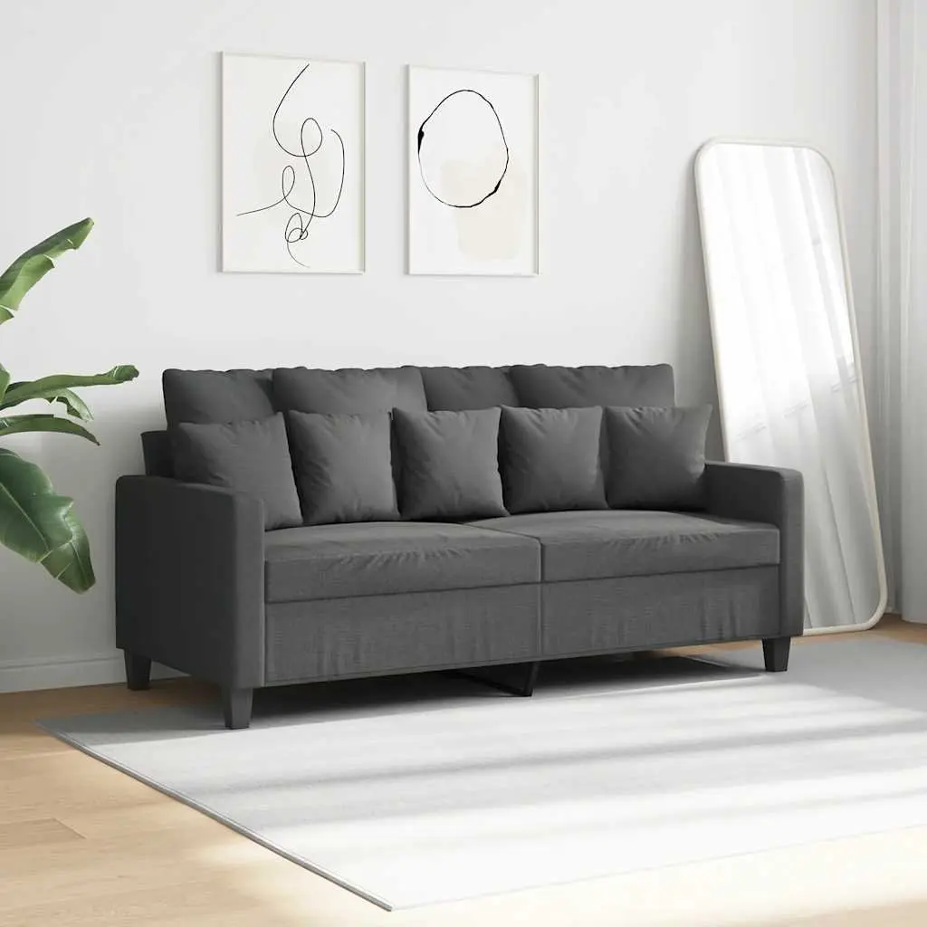 2-Seater Sofa Living Room Grey 140cm Modern Fabric Couch