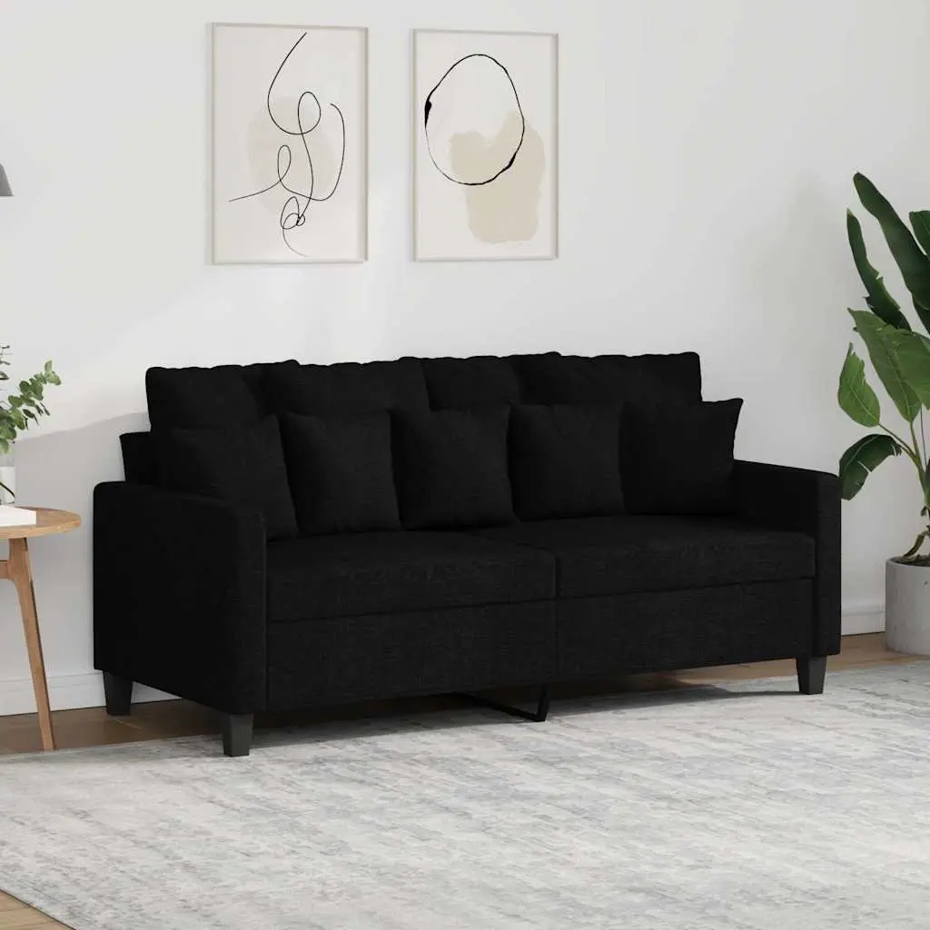 2-Seater Sofa Living Room Black 140cm Modern Fabric Couch