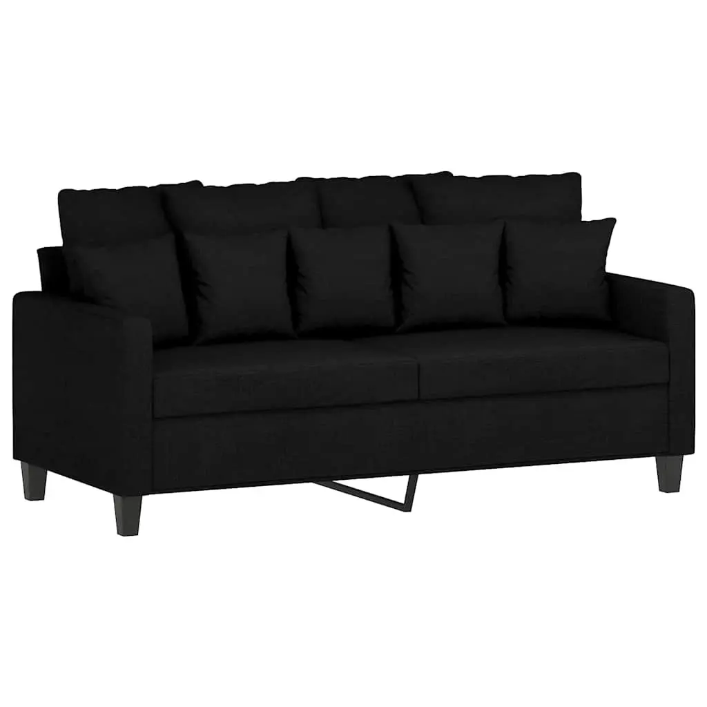 2-Seater Sofa Living Room Black 140cm Modern Fabric Couch