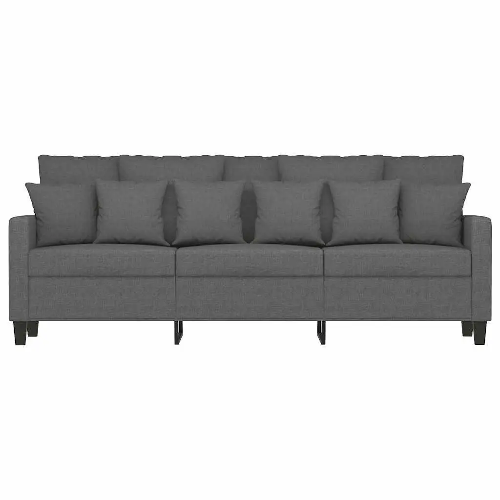 3-Seater Sofa Living Room Dark Grey 180cm Fabric Upholstered Furniture