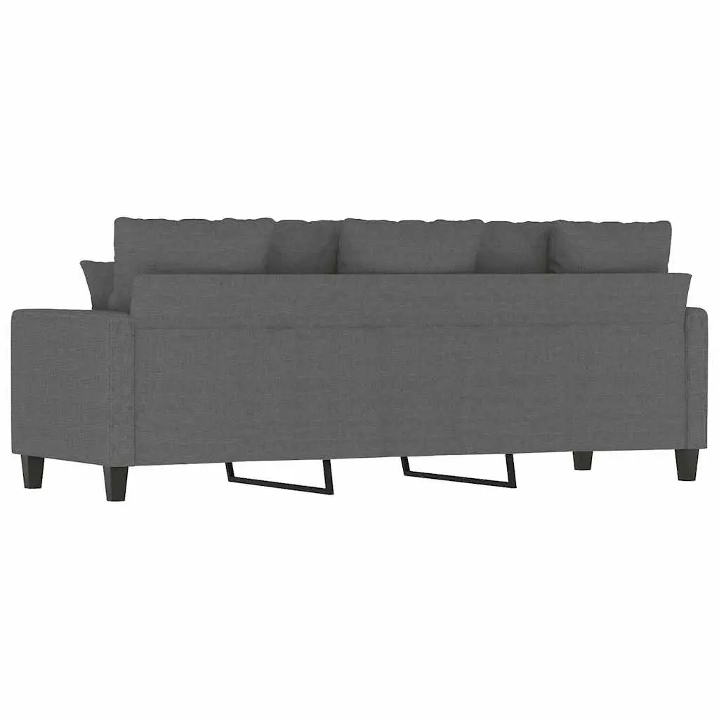 3-Seater Sofa Living Room Dark Grey 180cm Fabric Upholstered Furniture