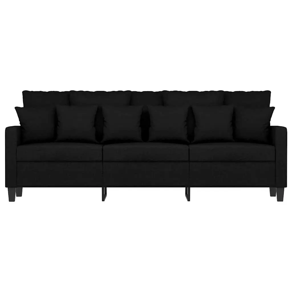 3-Seater Sofa Living Room Black 180cm Fabric Couch Modern