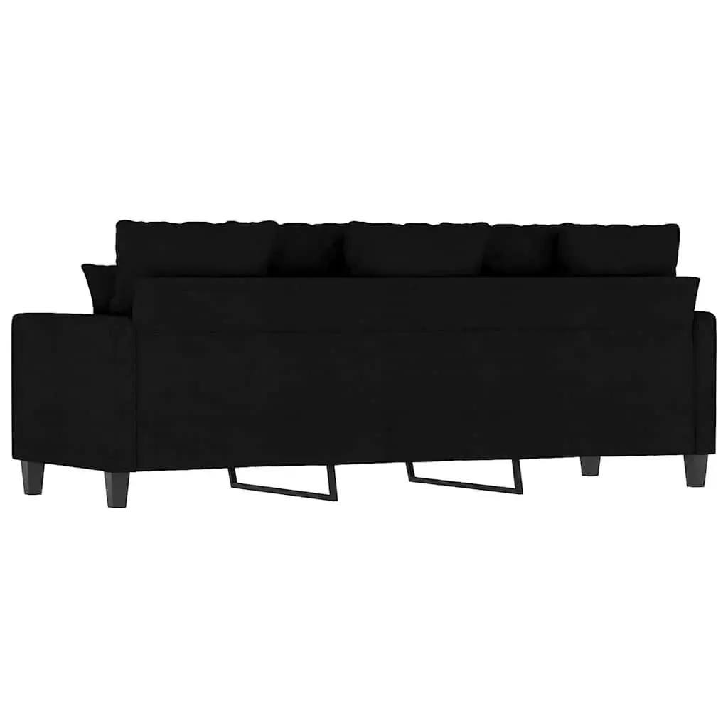 3-Seater Sofa Living Room Black 180cm Fabric Couch Modern