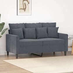 2-Seater Grey Velvet Sofa: Dimensions, Material, and Features