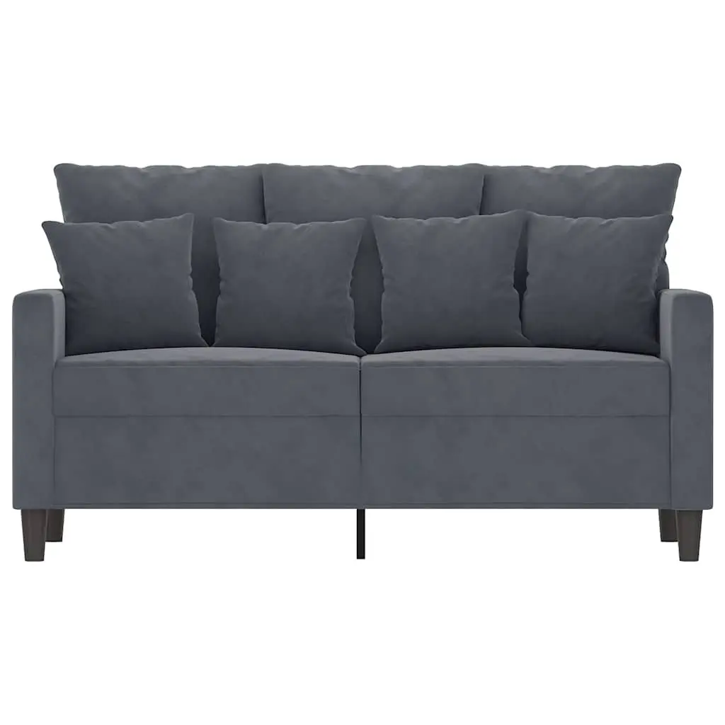 2-Seater Sofa Living Room Grey Velvet 120cm Modern Upholstered Couch