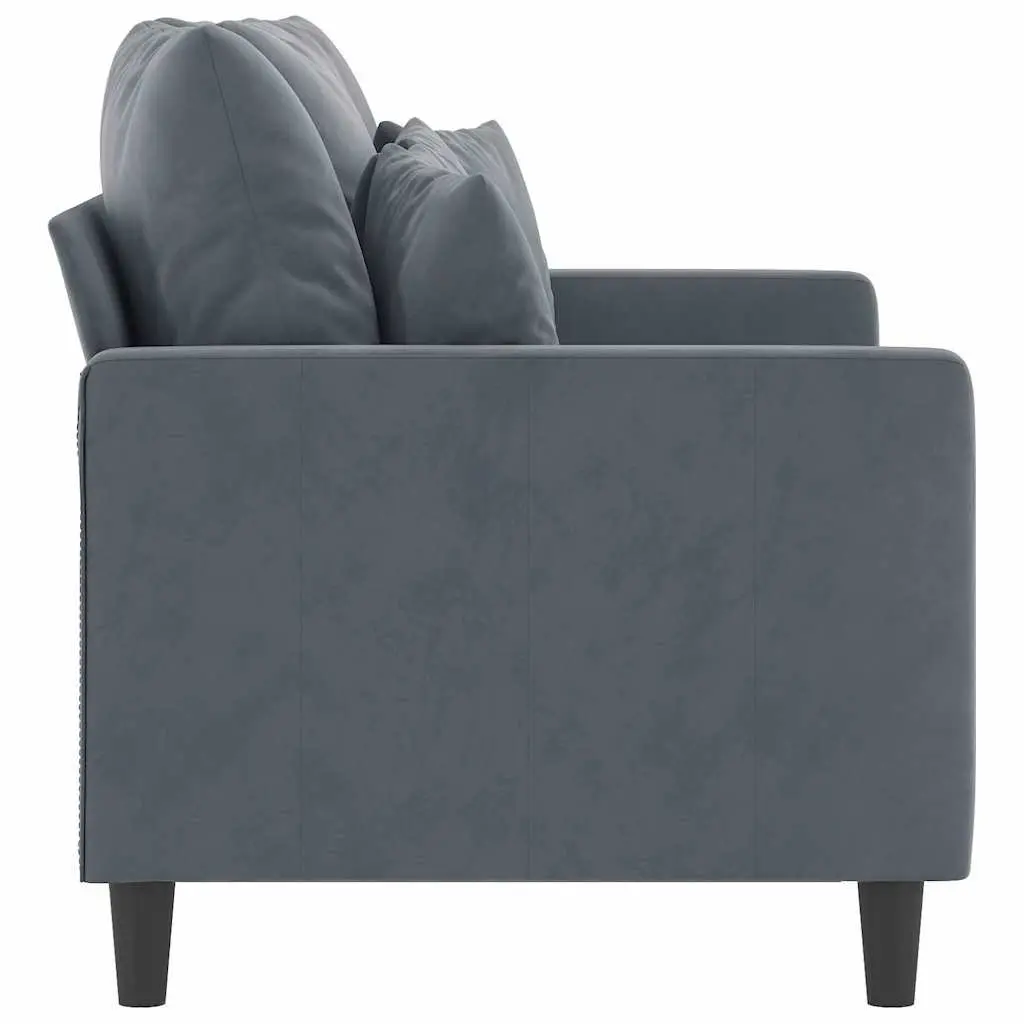 2-Seater Sofa Living Room Grey Velvet 120cm Modern Upholstered Couch