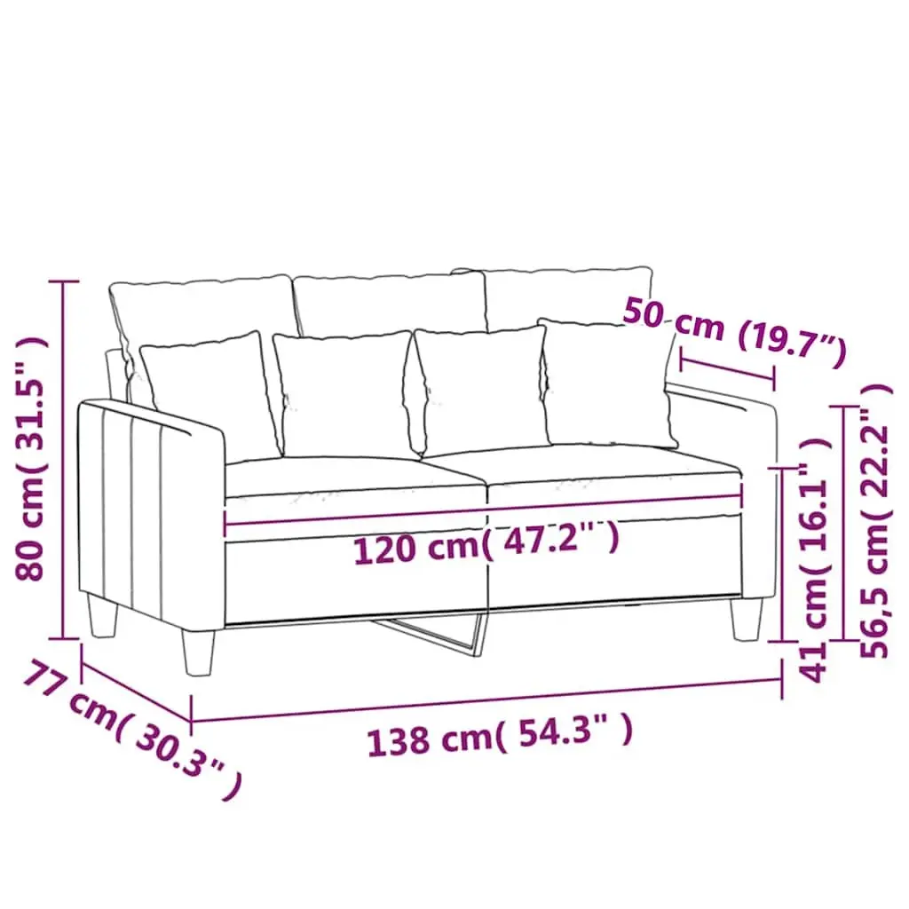 2-Seater Sofa Living Room Grey Velvet 120cm Modern Upholstered Couch