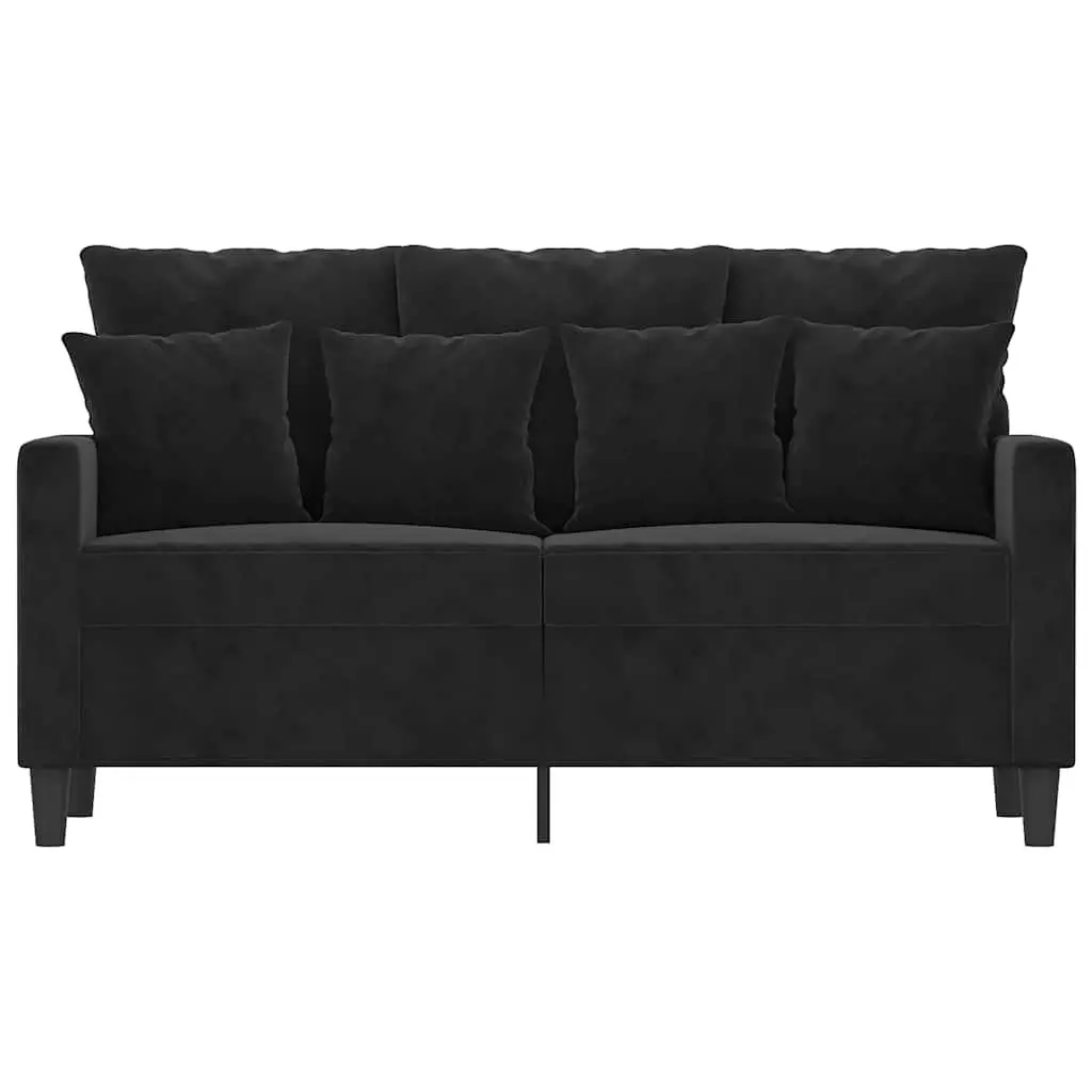 2-Seater Sofa Black 120cm Living Room Velvet Upholstered Couch