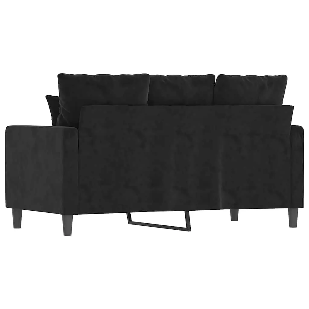 2-Seater Sofa Black 120cm Living Room Velvet Upholstered Couch