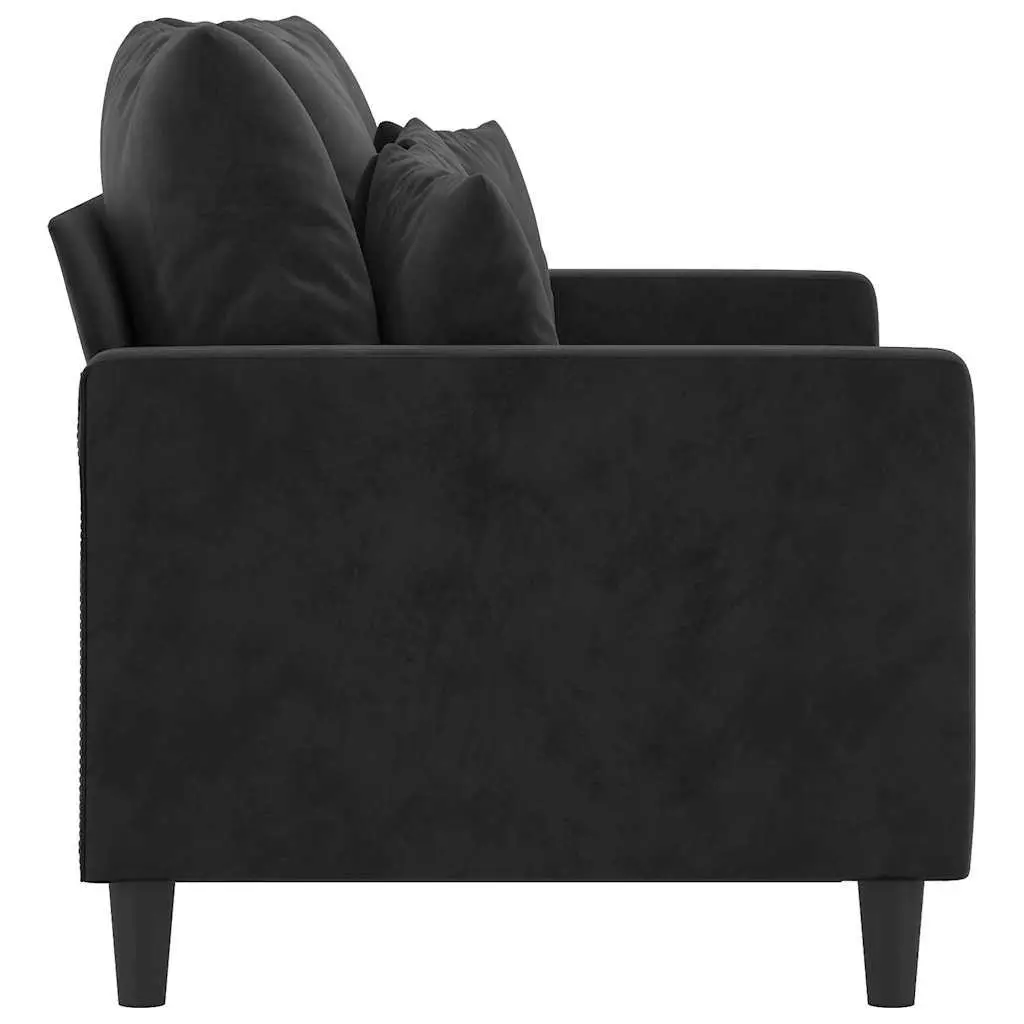 2-Seater Sofa Black 120cm Living Room Velvet Upholstered Couch