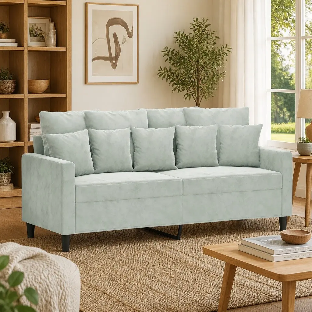 2-Seater Sofa Living Room 140cm Grey Velvet Modern Couch