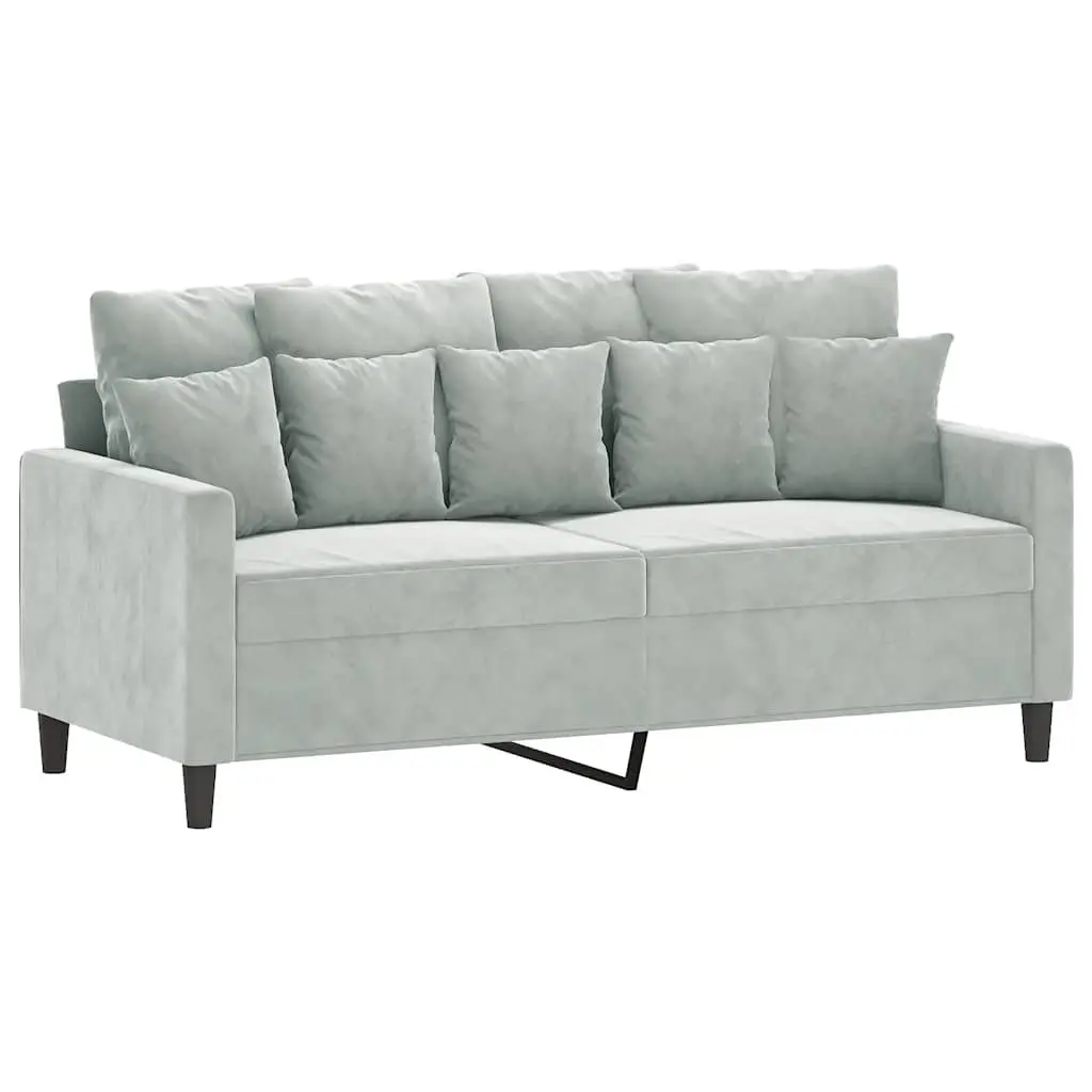 2-Seater Sofa Living Room 140cm Grey Velvet Modern Couch