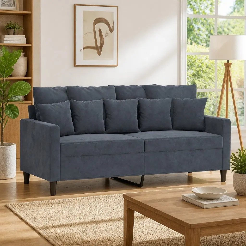 2-Seater Sofa Grey Velvet 140cm Modern Living Room Couch