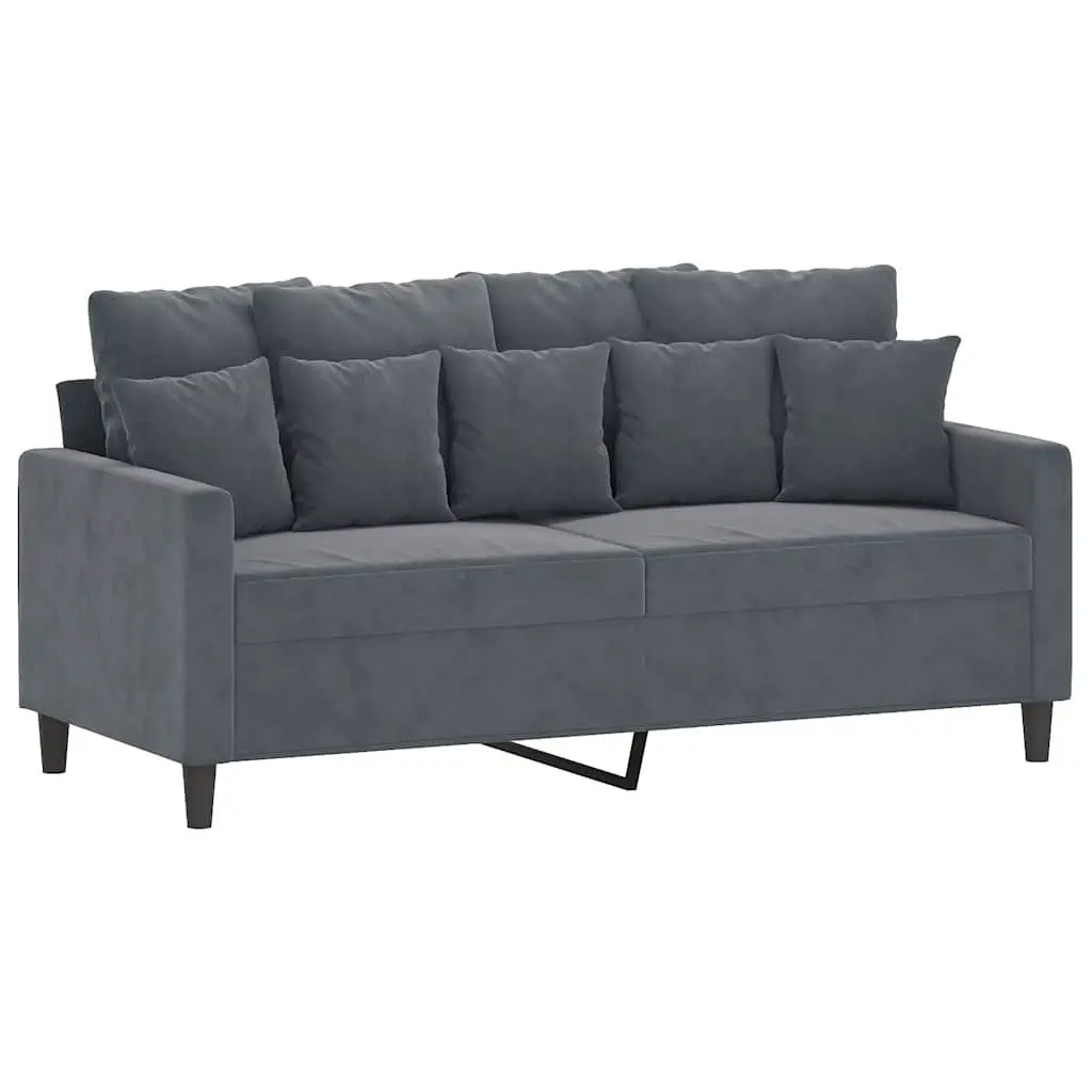 2-Seater Sofa Grey Velvet 140cm Modern Living Room Couch