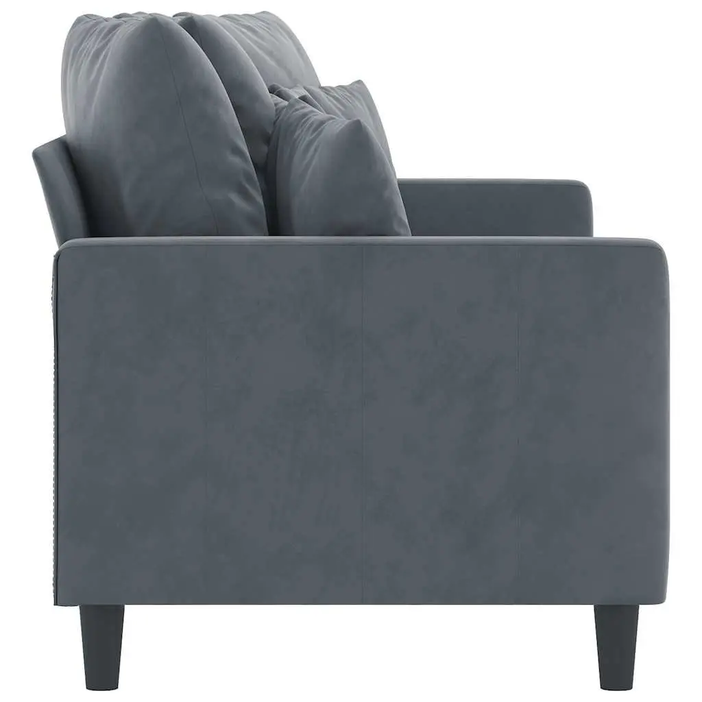 2-Seater Sofa Grey Velvet 140cm Modern Living Room Couch