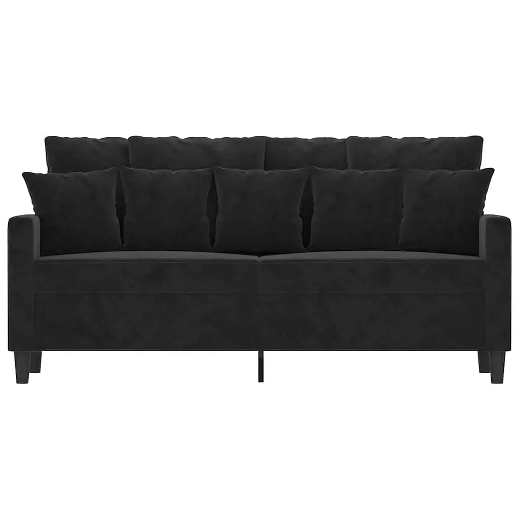 2-Seater Sofa Living Room Black 140cm Velvet Upholstered Furniture