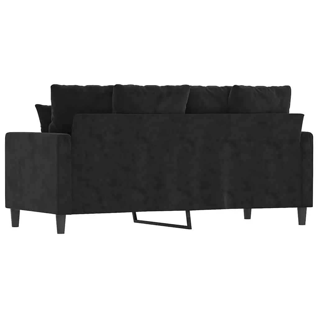 2-Seater Sofa Living Room Black 140cm Velvet Upholstered Furniture