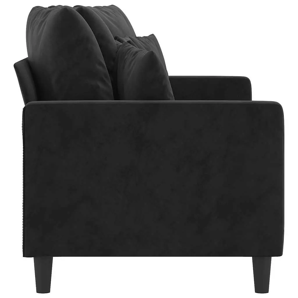 2-Seater Sofa Living Room Black 140cm Velvet Upholstered Furniture