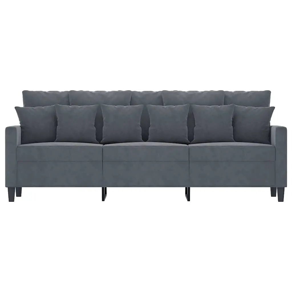 3-Seater Sofa Grey Velvet 180cm Lounge Couch Living Room Furniture Comfortable