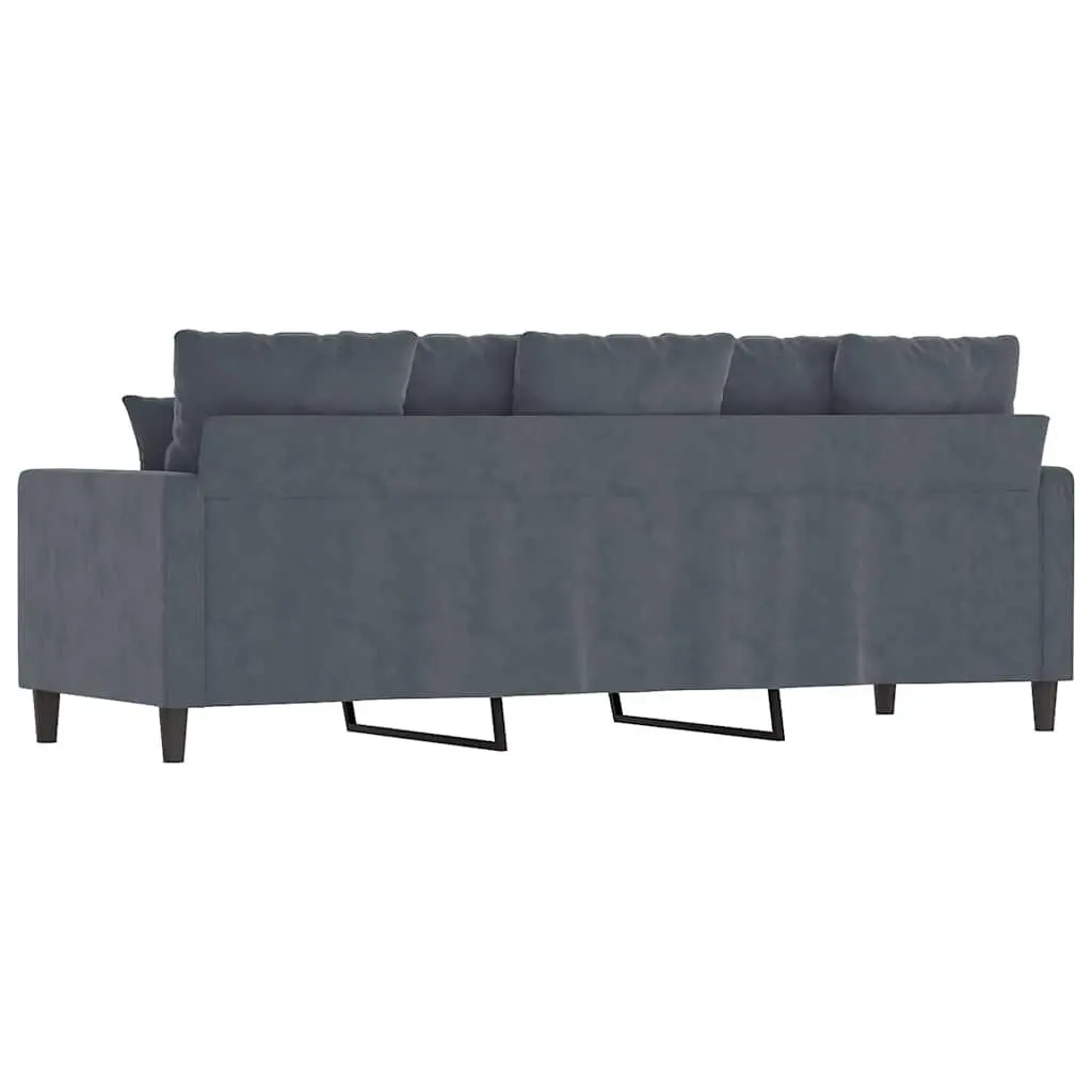 3-Seater Sofa Grey Velvet 180cm Lounge Couch Living Room Furniture Comfortable