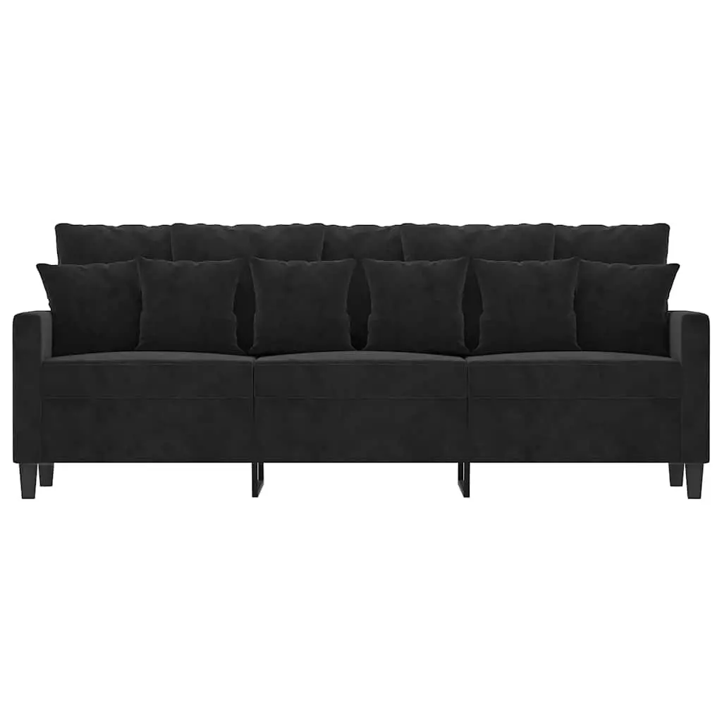 3-Seater Sofa 180 cm Black Living Room Couch Modern Velvet Upholstered Furniture