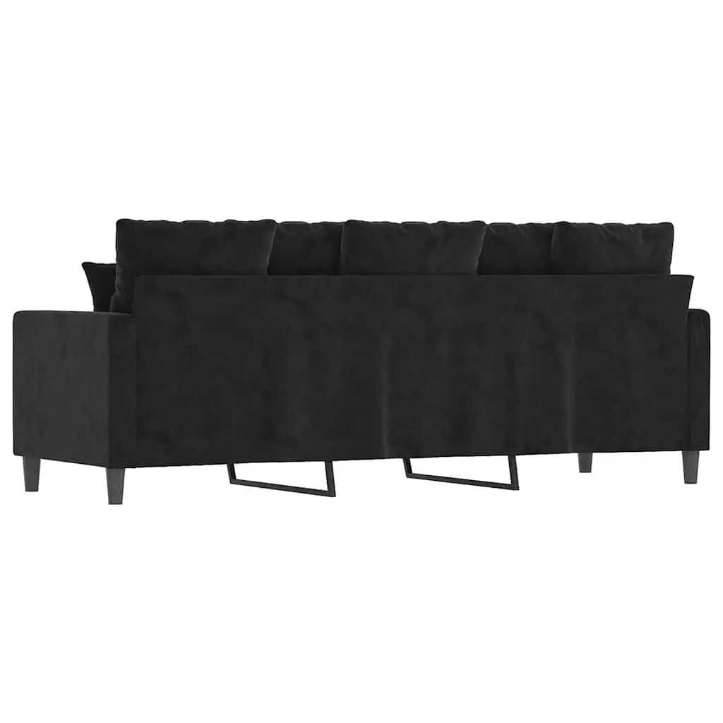 3-Seater Sofa 180 cm Black Living Room Couch Modern Velvet Upholstered Furniture