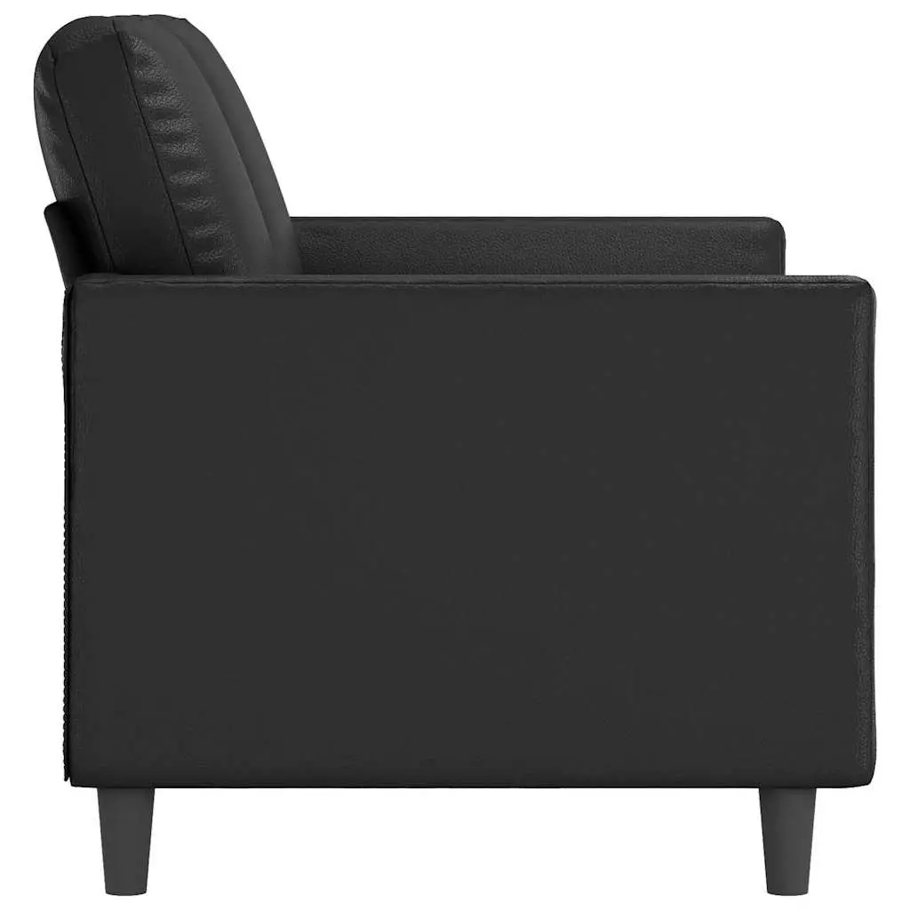 2-Seater Sofa Living Room 120cm Black Modern Faux Leather Furniture