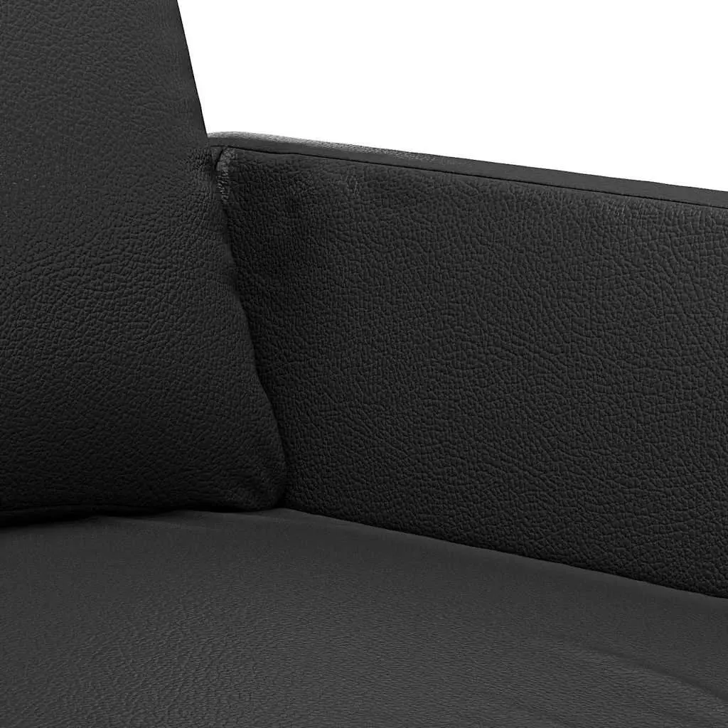 2-Seater Sofa Living Room 120cm Black Modern Faux Leather Furniture