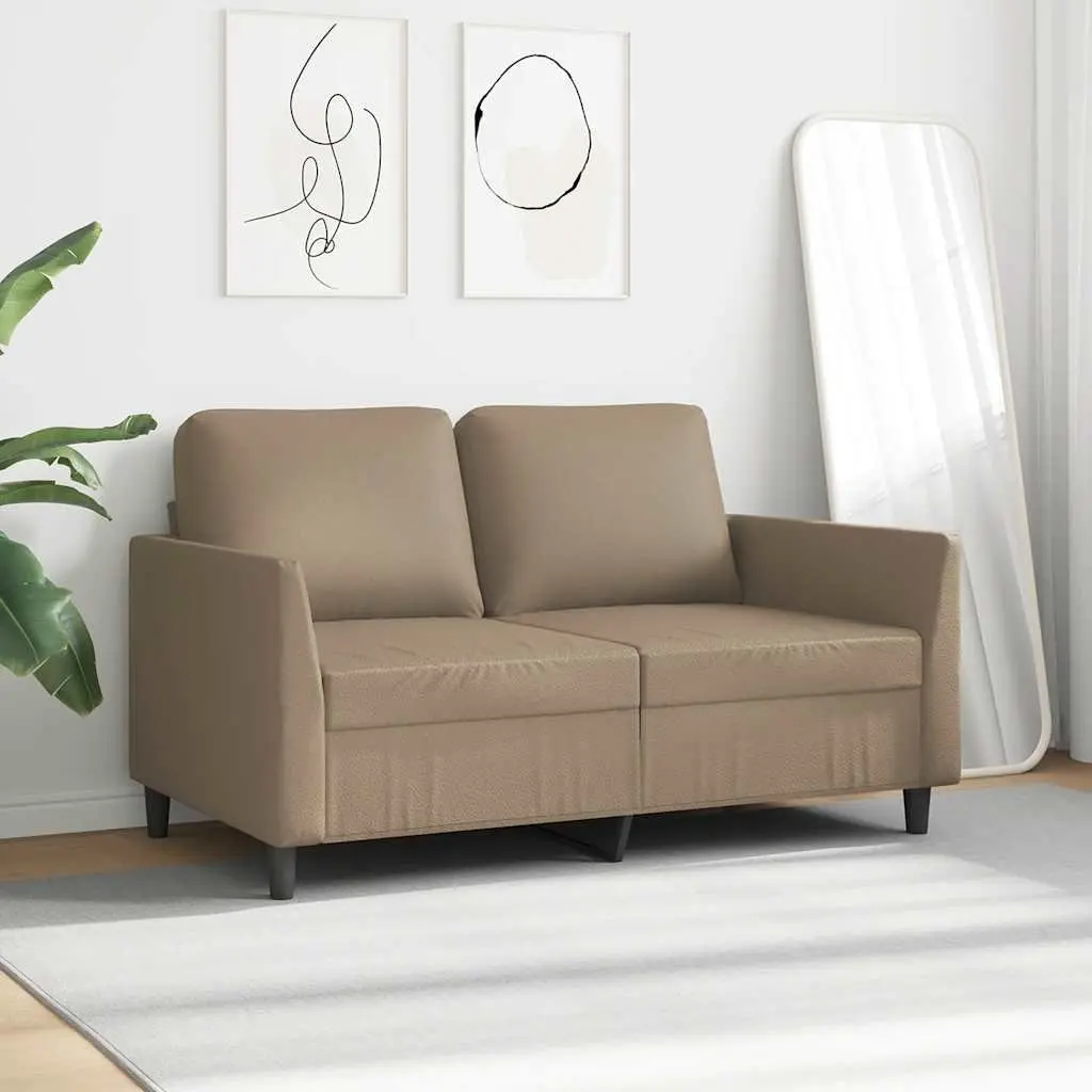 2-Seater Sofa Brown Faux Leather Modern Couch Living Room Furniture 120cm