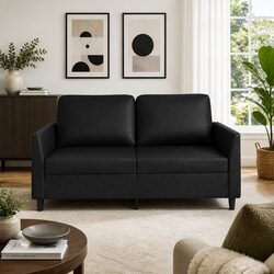 2-Seater Sofa Specifications: 140cm Black Faux Leather