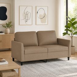 Faux Leather 2-Seater Sofa - 140cm Wide, Brown Color
