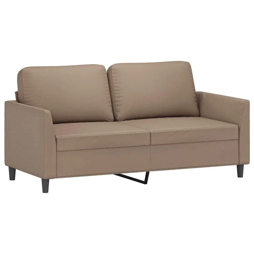 2-Seater Sofa Brown Faux Leather Lounge Couch Modern Living Room Furniture 140cm