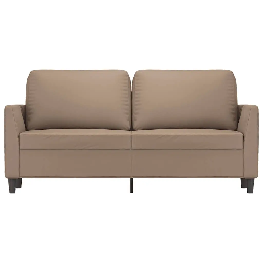 2-Seater Sofa Brown Faux Leather Lounge Couch Modern Living Room Furniture 140cm