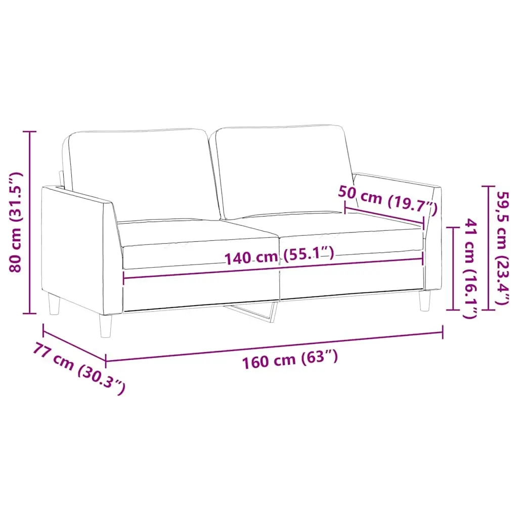 2-Seater Sofa Brown Faux Leather Lounge Couch Modern Living Room Furniture 140cm