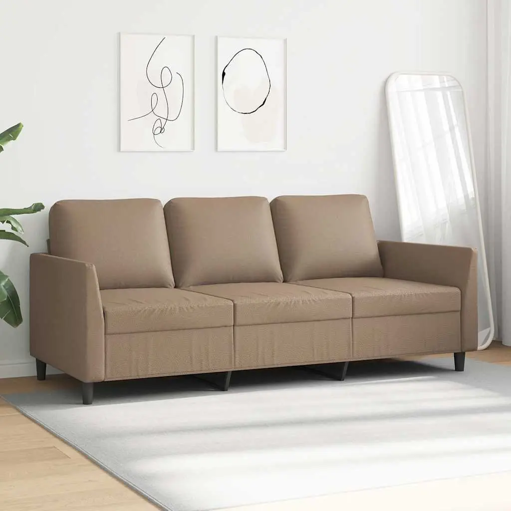 3-Seater Brown Faux Leather Sofa