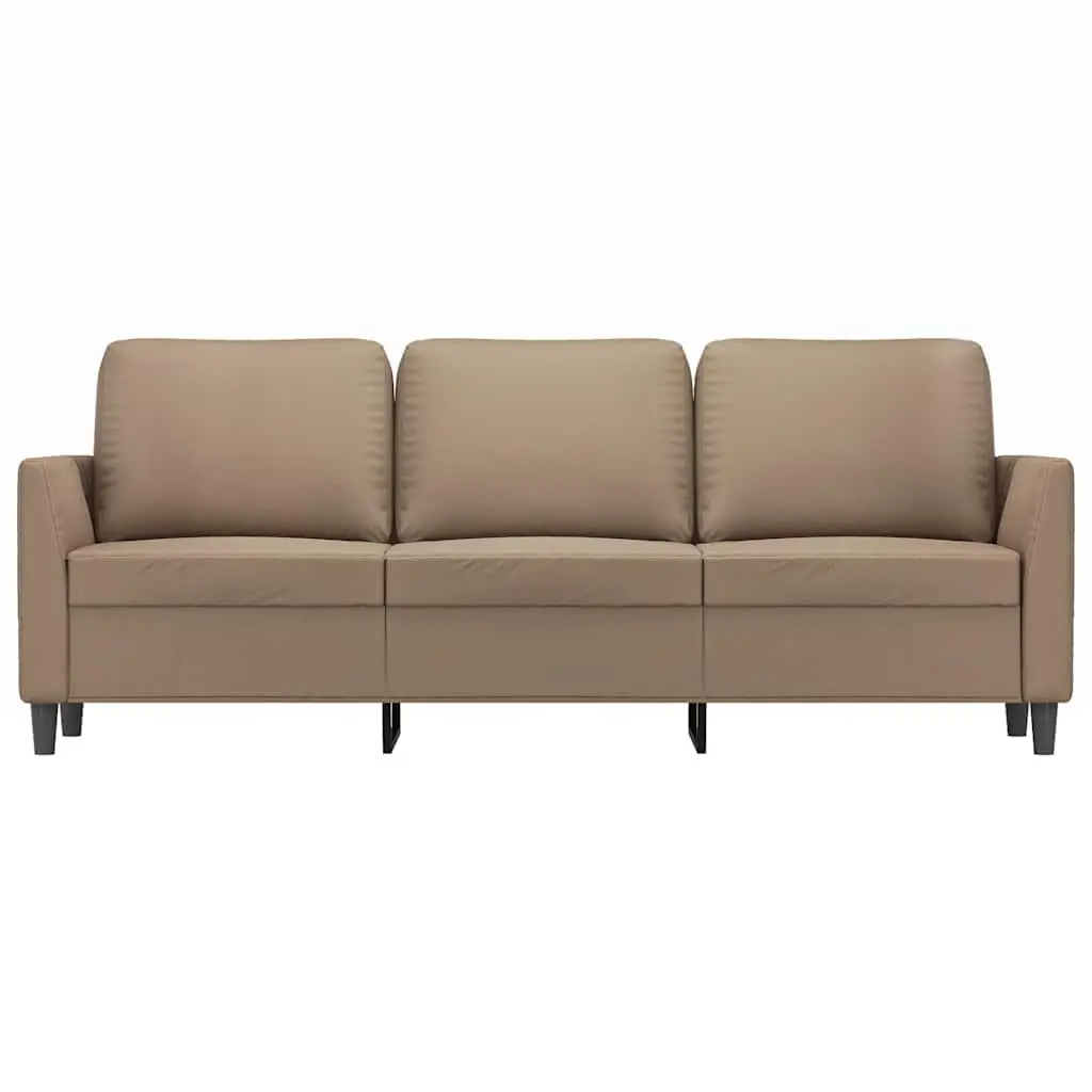 3-Seater Brown Faux Leather Sofa
