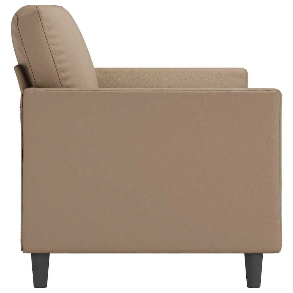 3-Seater Brown Faux Leather Sofa