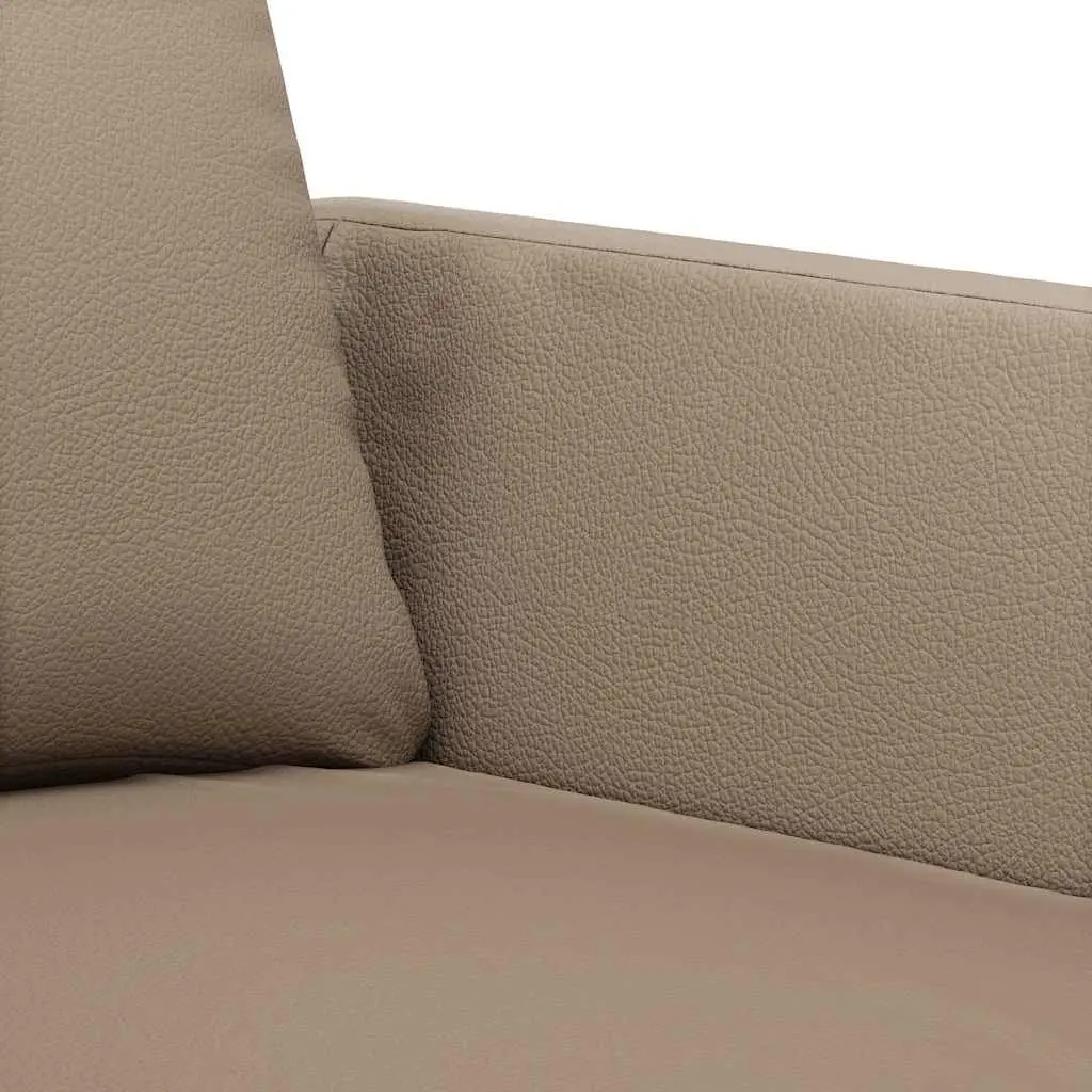3-Seater Brown Faux Leather Sofa