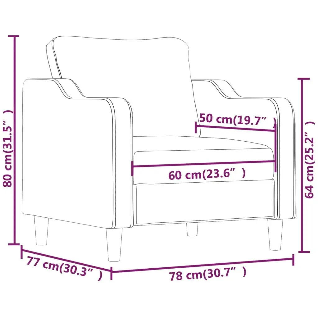 Sofa Chair Grey 60cm Fabric Single Seat Armchair Living Room Furniture Lounge