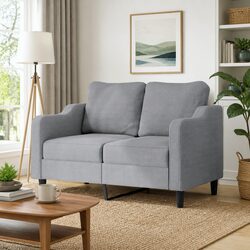 Grey 2-Seater Sofa: Dimensions 120cm, Fabric Upholstery