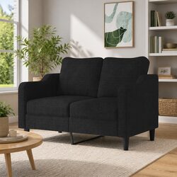 2-Seater Sofa Specifications: Black Fabric, 120cm Width