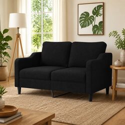 2-Seater Black Sofa Dimensions: 140cm Wide, Metal Frame