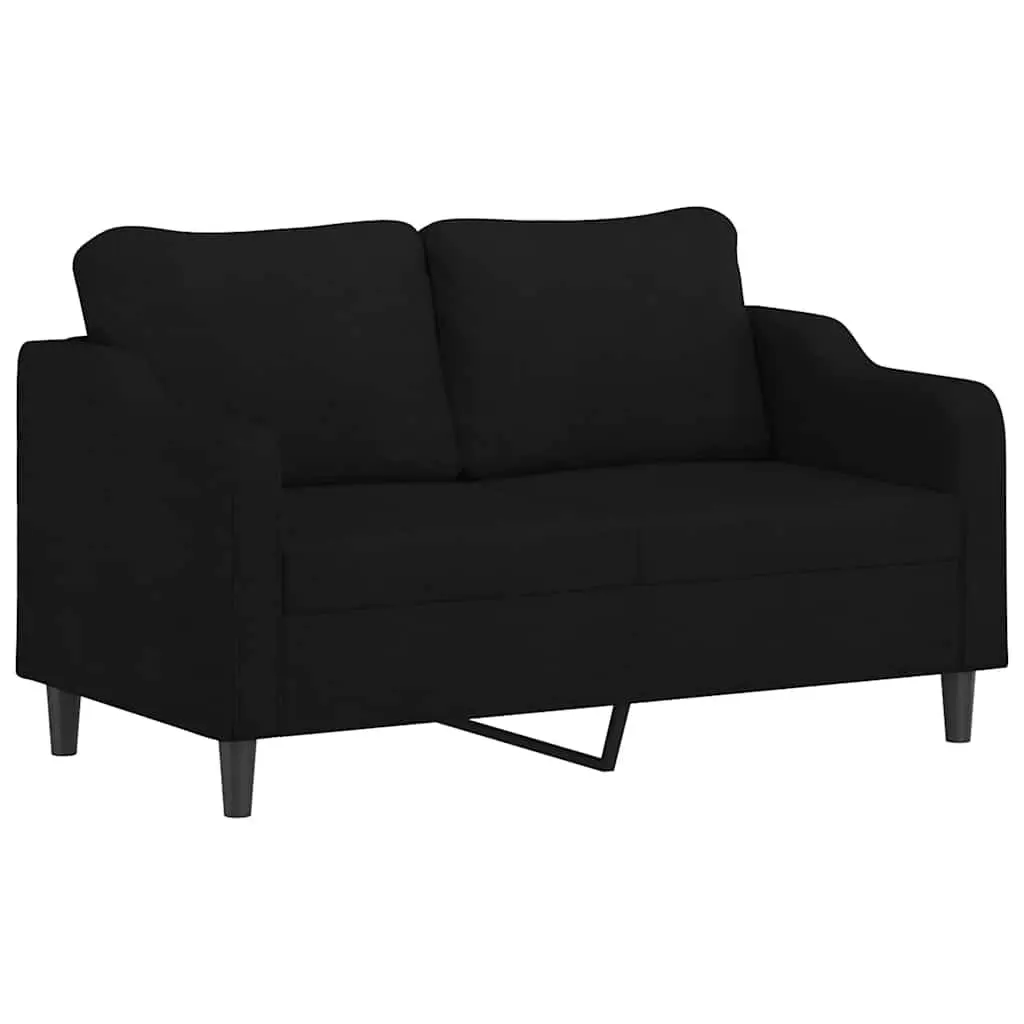 2-Seater Sofa Black 140cm Living Room Couch Fabric Upholstered
