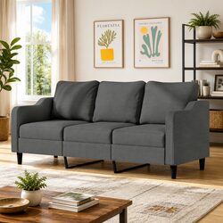 3-Seater Sofa Dimensions: 180cm Grey Fabric Couch