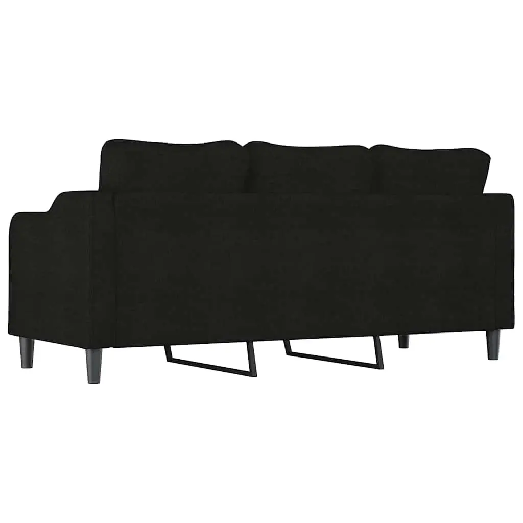 3-Seater Sofa Black 180cm Living Room Couch Fabric Upholstered Settee