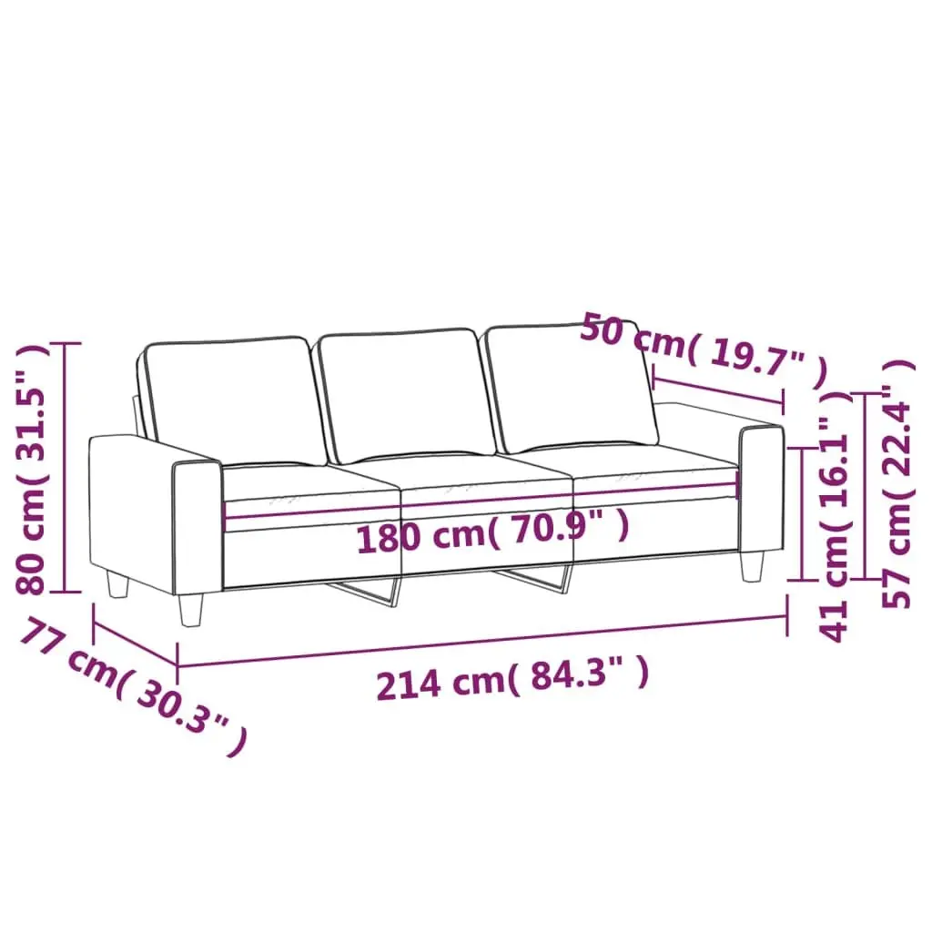 Grey 3-Seater Fabric Sofa