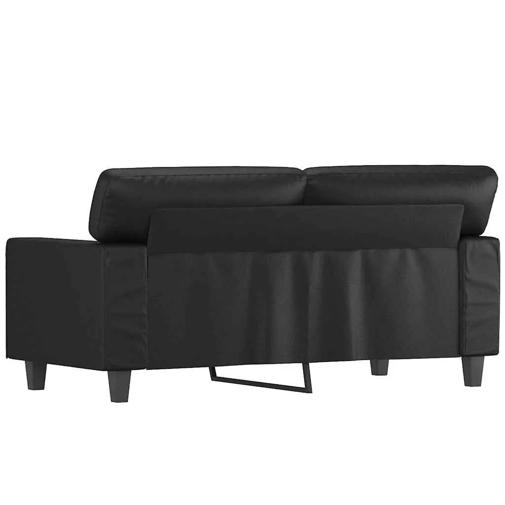 2-Seater Sofa Living Room Black 120cm Modern Faux Leather Couch