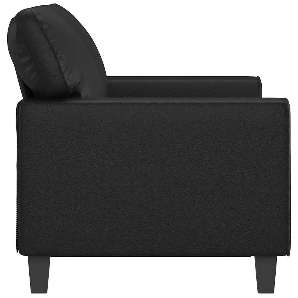 2-Seater Sofa Living Room Black 120cm Modern Faux Leather Couch