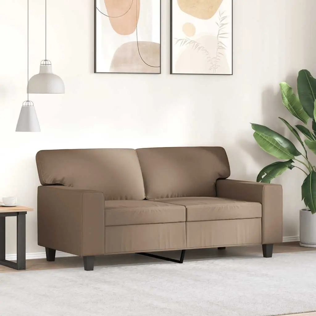 2-Seater Brown Faux Leather Sofa