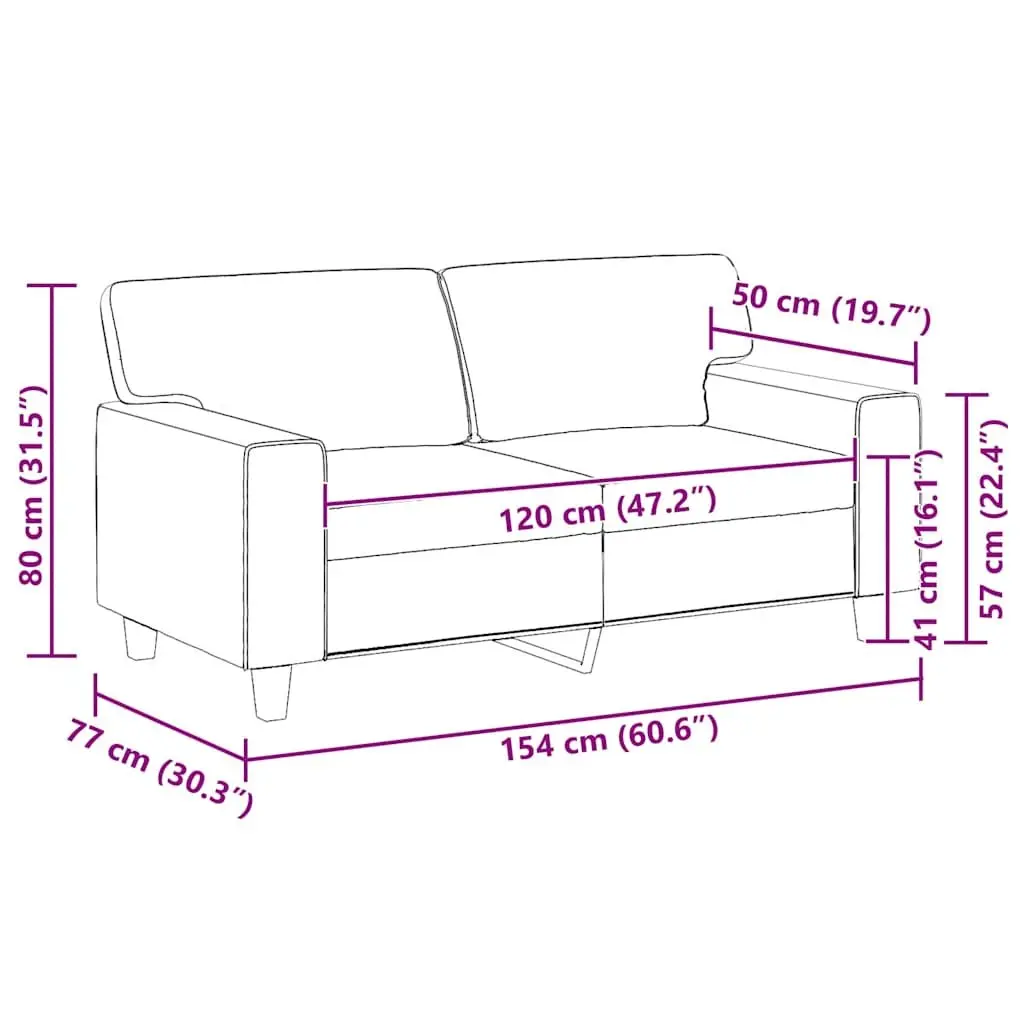 2-Seater Brown Faux Leather Sofa